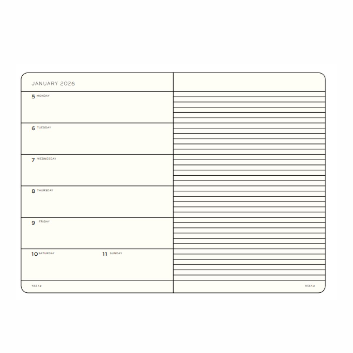Leuchtturm1917 A5 Medium Academic Week Planner 2025/2026 (18 mnds) hardcover Forest Green - De Groen BV